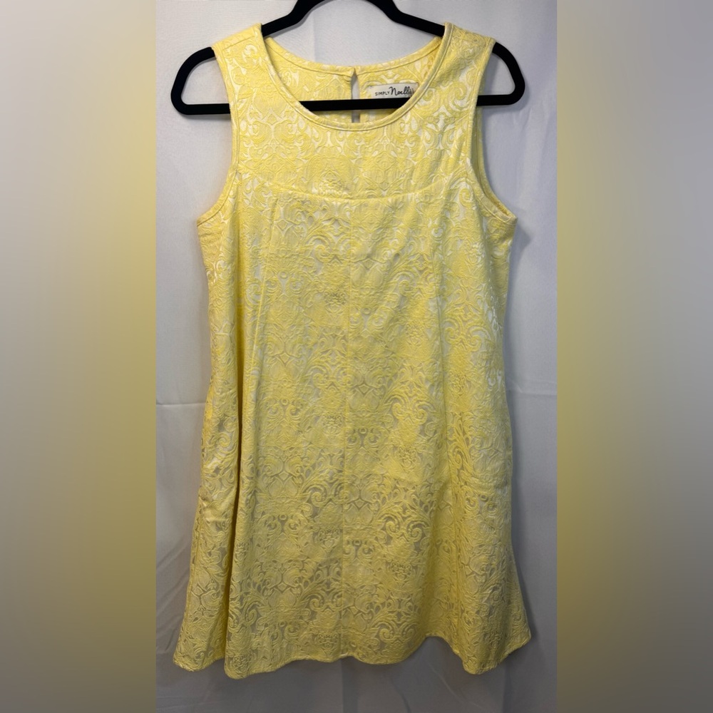 Simply Noelle Sleeveless Yellow Damask Dress- S/M (8-10)